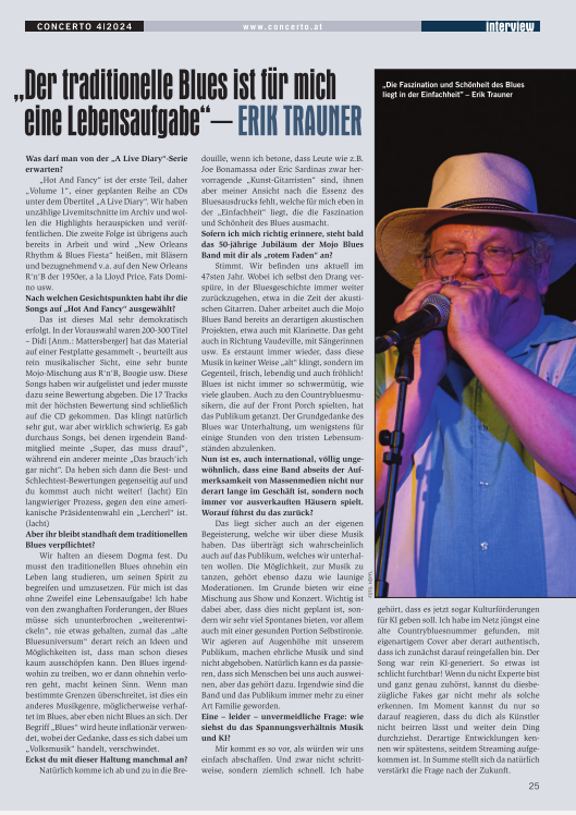 „Der traditionelle Blues ist für mich eine Lebensaufgabe" – Interview mit Erik Trauner
